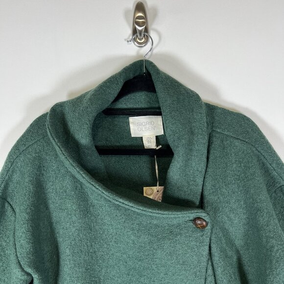 Sigrid Olsen Womens XL Cardigan Sweater Green Button NWT Wool Blend Boho - Picture 2 of 10